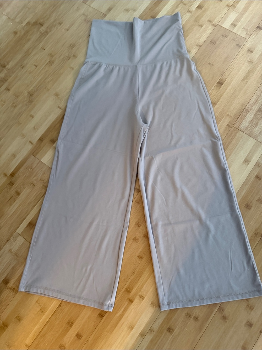Rewash Active High-Waist Wide Leg Lounge Pants - Tan